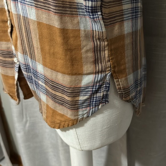 Thread & Supply Button up Shirt-Wmns Sz M-Brown Toned Plaid-Cotton-EUC - Picture 6 of 16